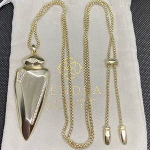 New Kendra Scott Gold Staley Arrowhead Long Necklace